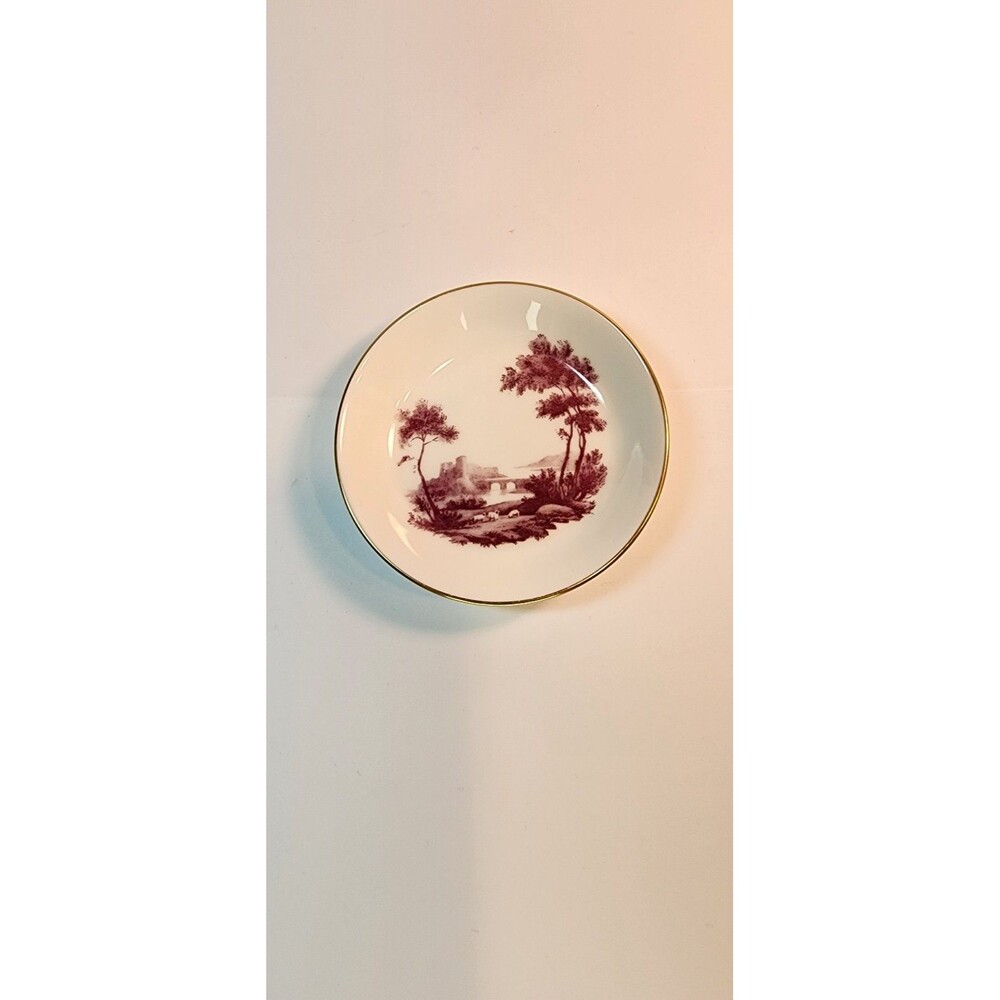 Royal Worcester Coaster, One (1), Chamberlain Views Purple, 3 7/8", Golden Trim